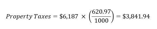 For the example tax statement, the calculation is: