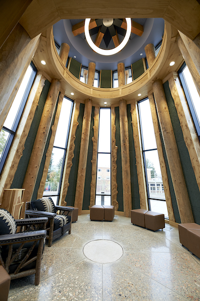 A picture of the drum room at MSU's American Indian Hall.