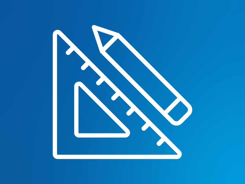 Icon on a ruler and pencil to serve as a visual example of the MSU brand tool kit