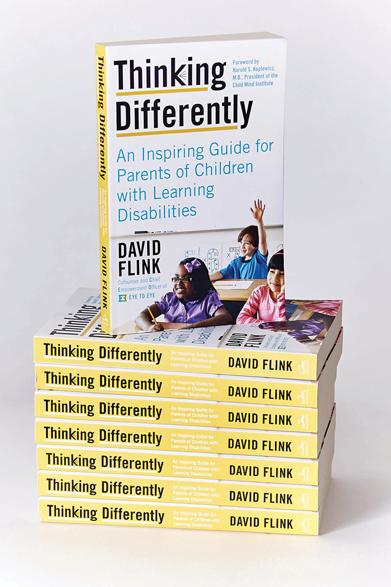 A stack of books with yellow spines, that are titled Thinking Differently