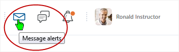 D2L DL CD v1074 screenshot - select the "Message Alerts" icon in the mini bar