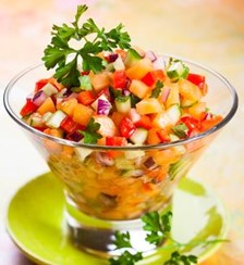 A dish of fruit salsa. 