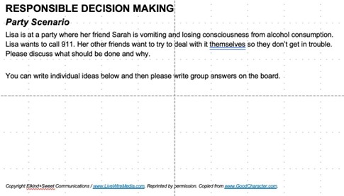 Party scenerio-responsible decision making