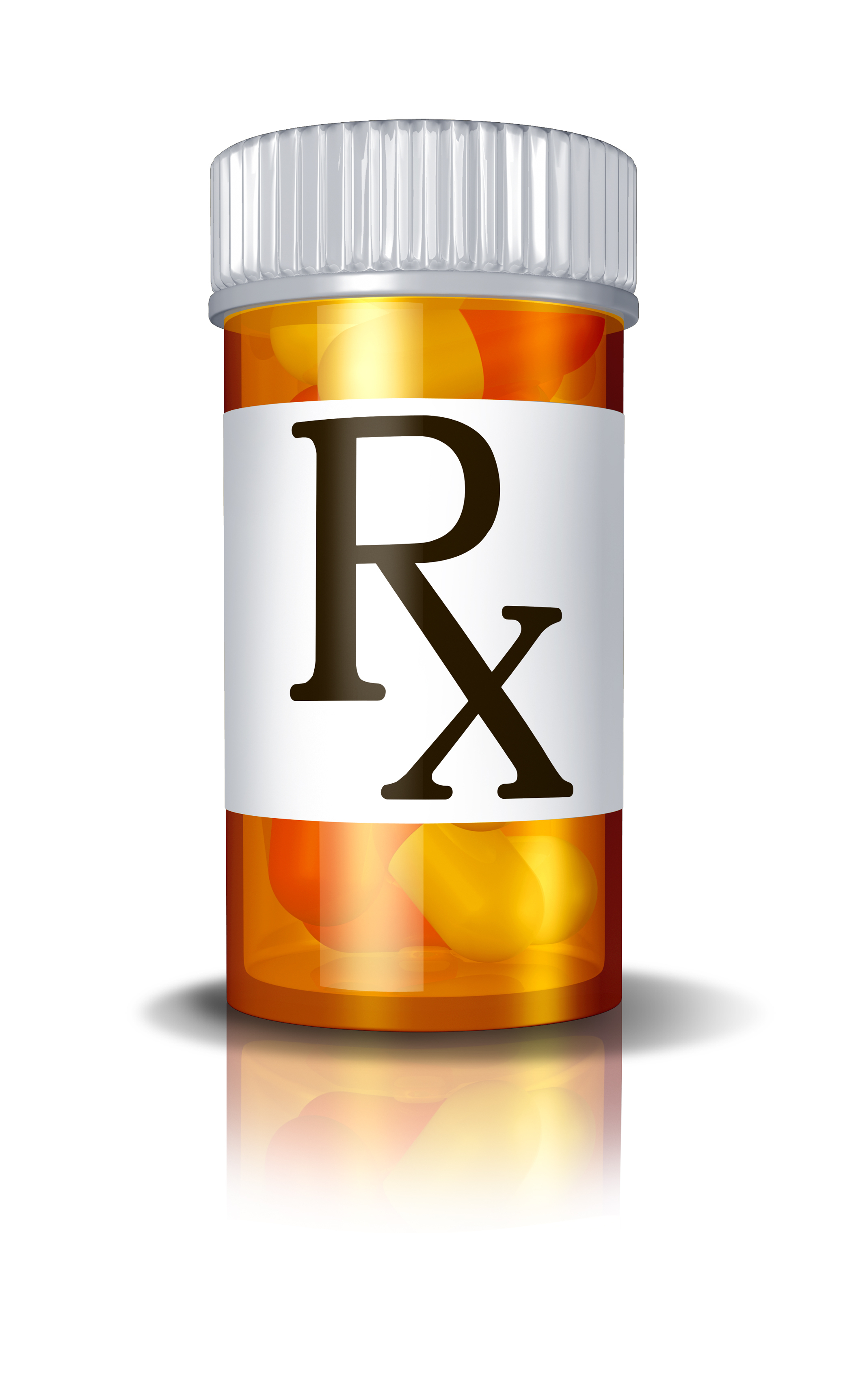 A stock picture of an orange pill bottle with Rx on the front