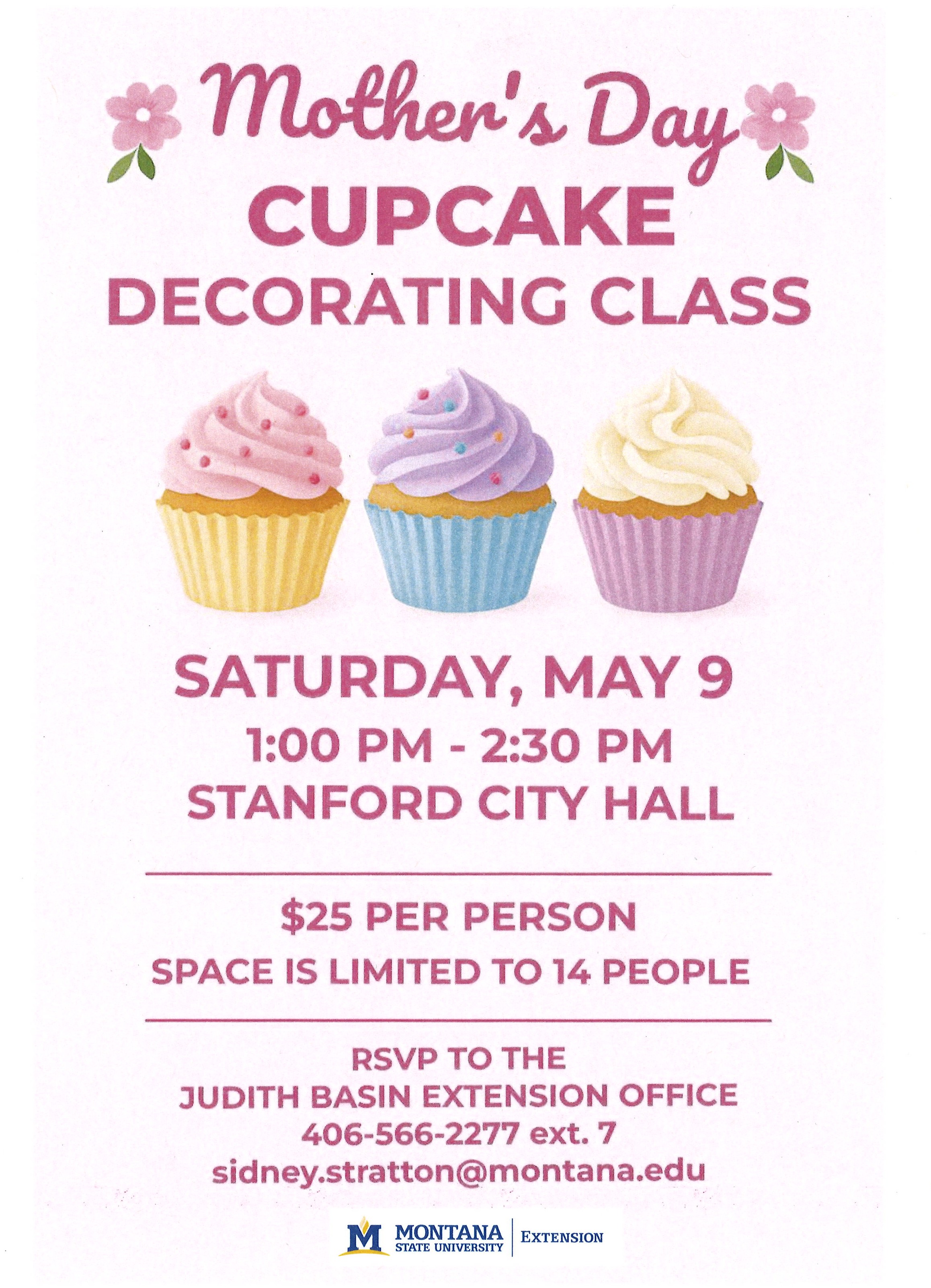 Judith Basin MSU Extension Cupcake Decorating Workshop Flyer