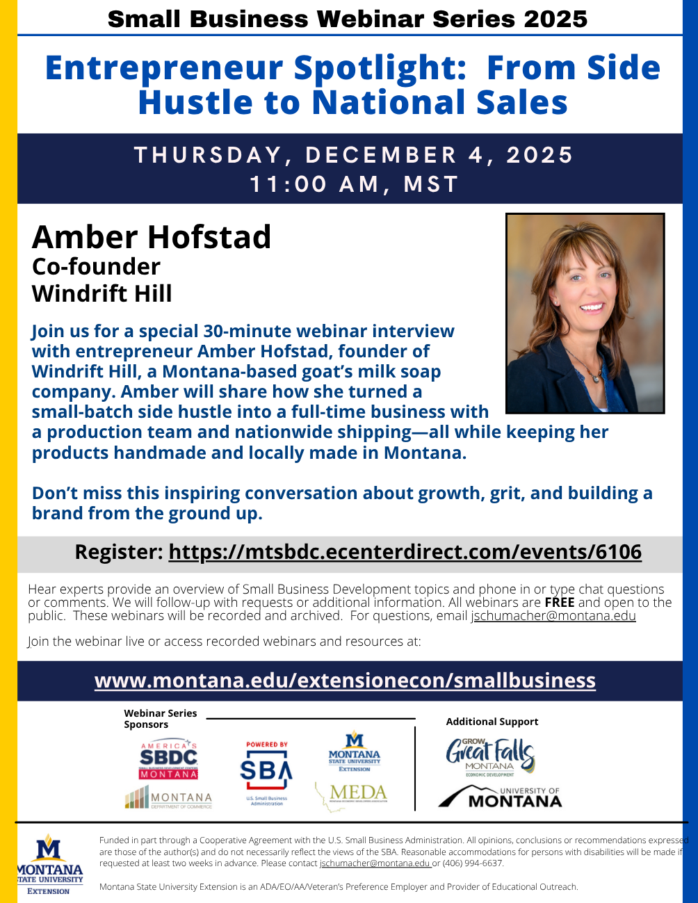 December 2025 Small Business Webinar Flyer