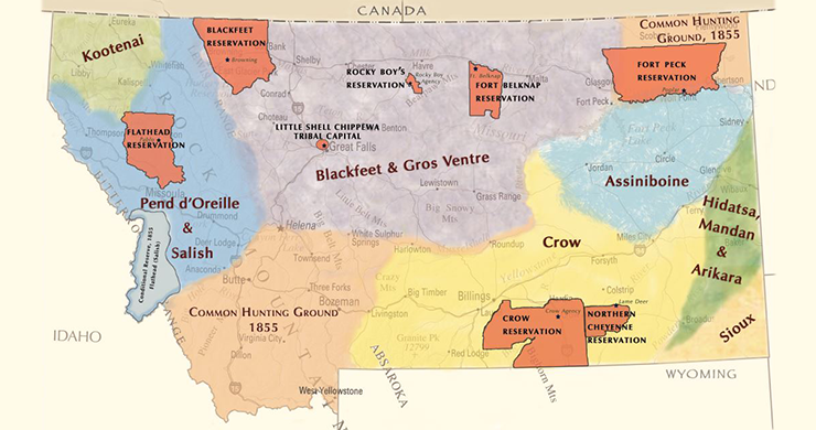 Map of tribal territories in montana