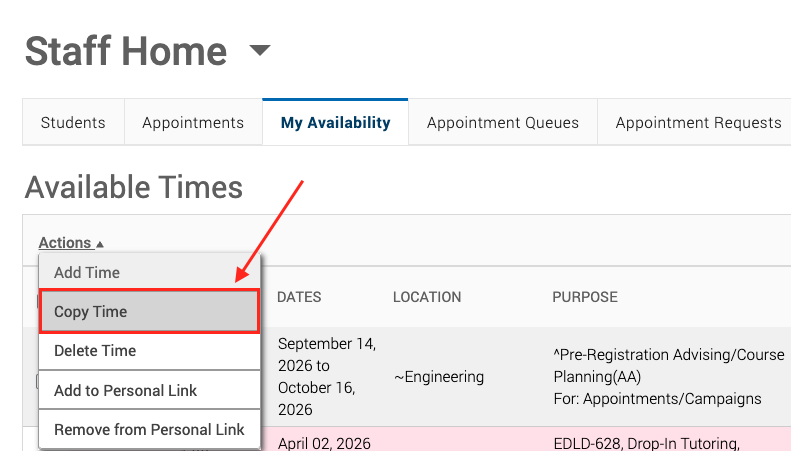 red box and arrow around copy time
