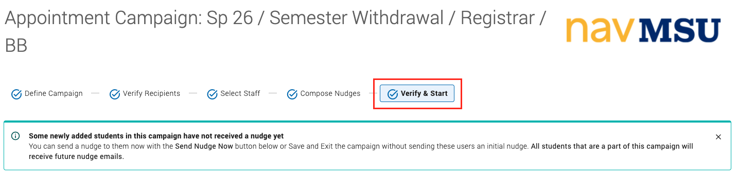 red box around verify and start