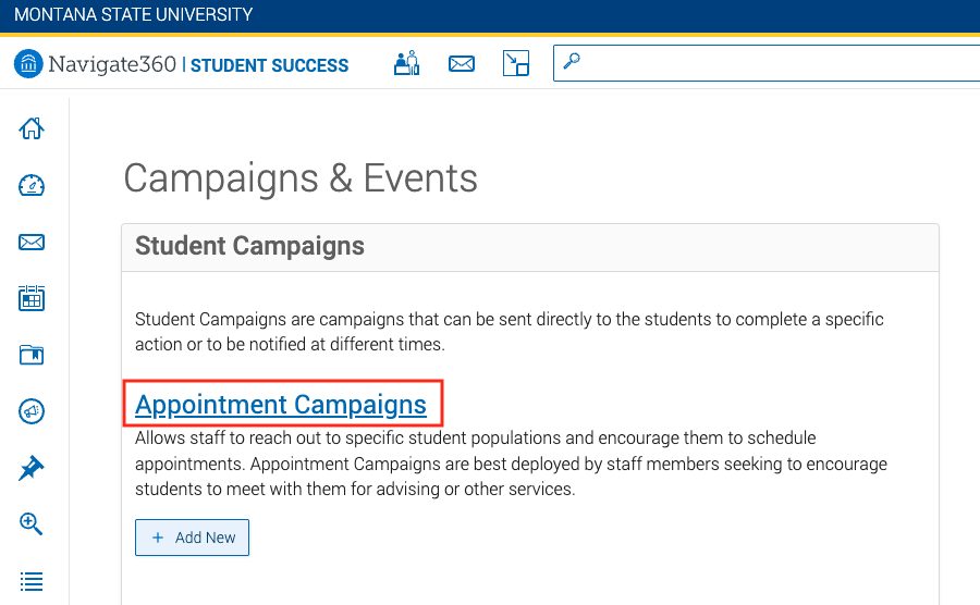 red box arround appointment campaigns