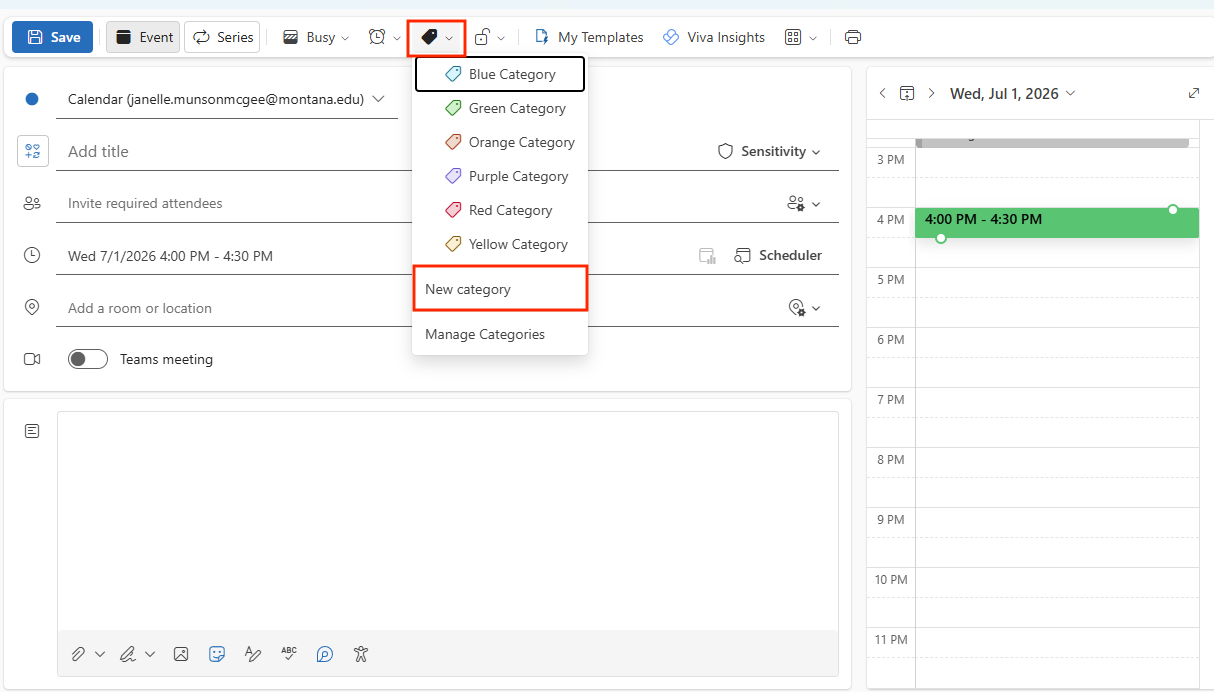 red box around category label and new category