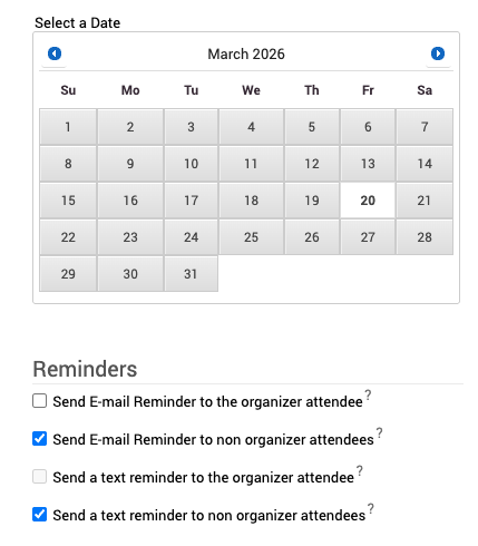 march date picker and reminder check boxes