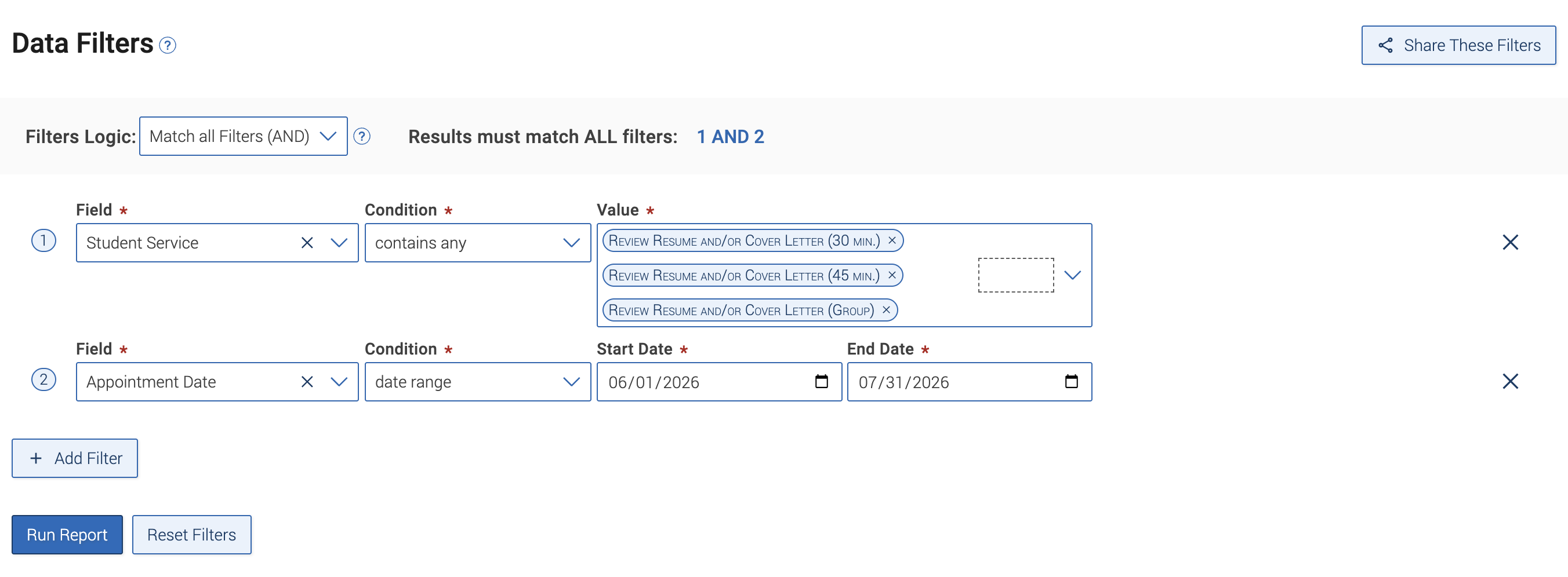 post appointment feedback filter fields