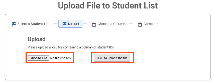 red box around choose file and click to upload file