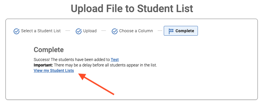 red arrow to view my student lists