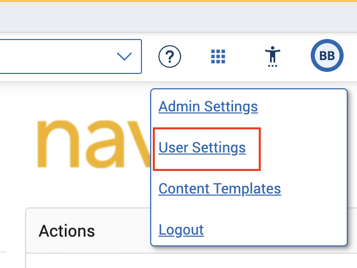 red box around user settings