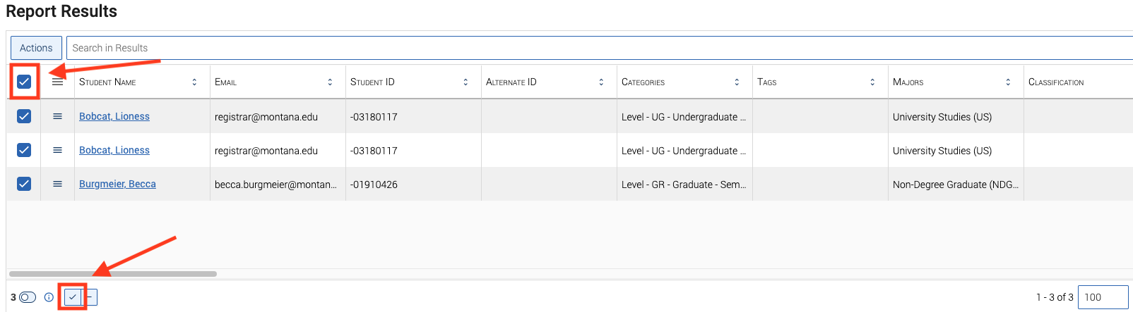 red box with arrow around checkbox and tick