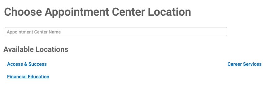 choose appointment center location