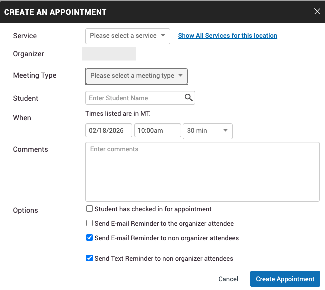 create an appointment box