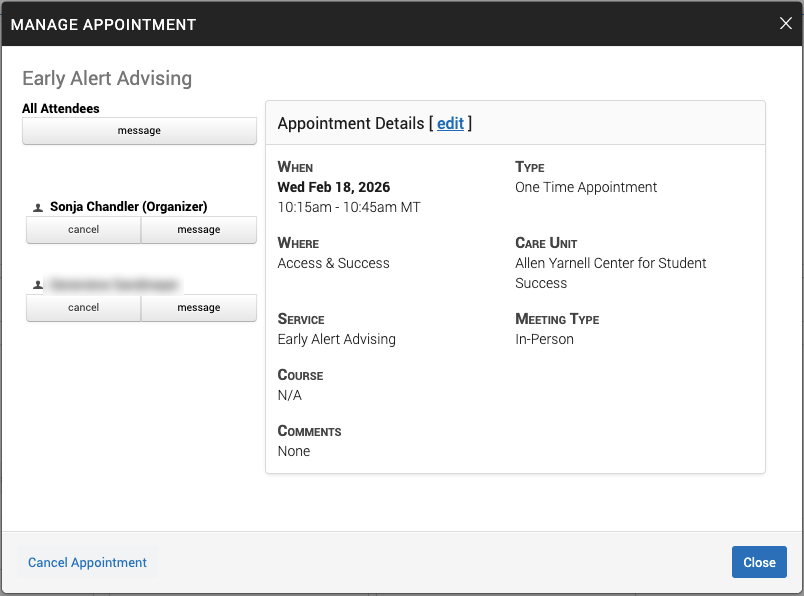edit an appointment details