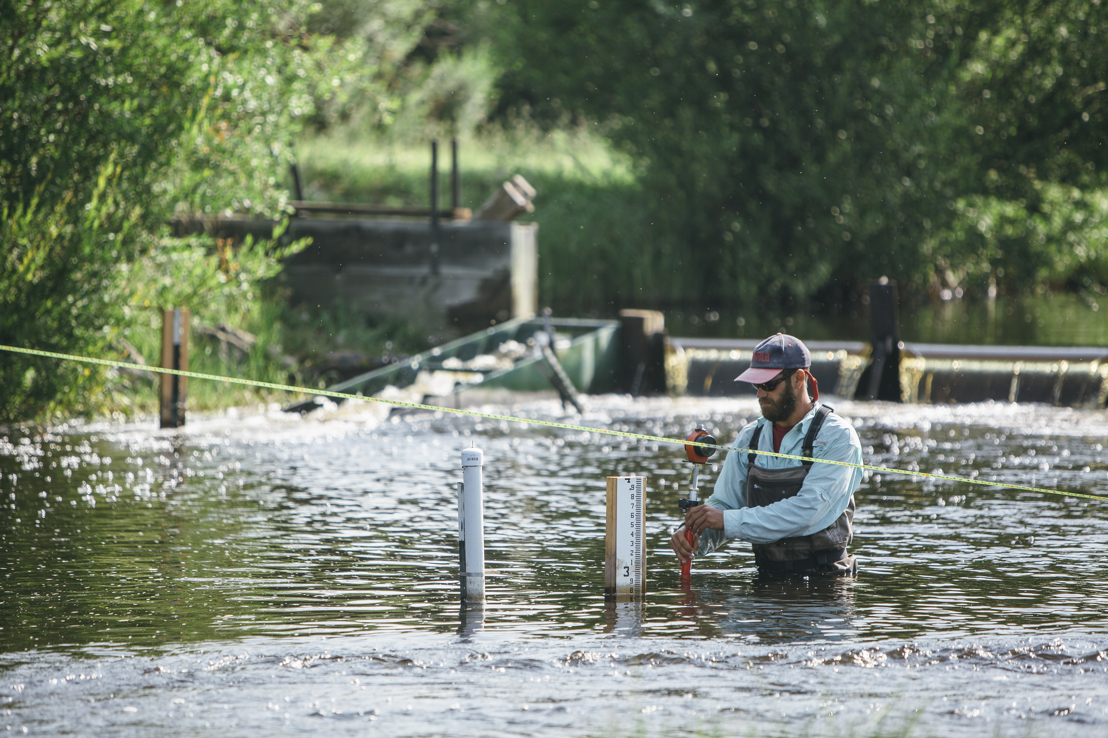 researcher in river