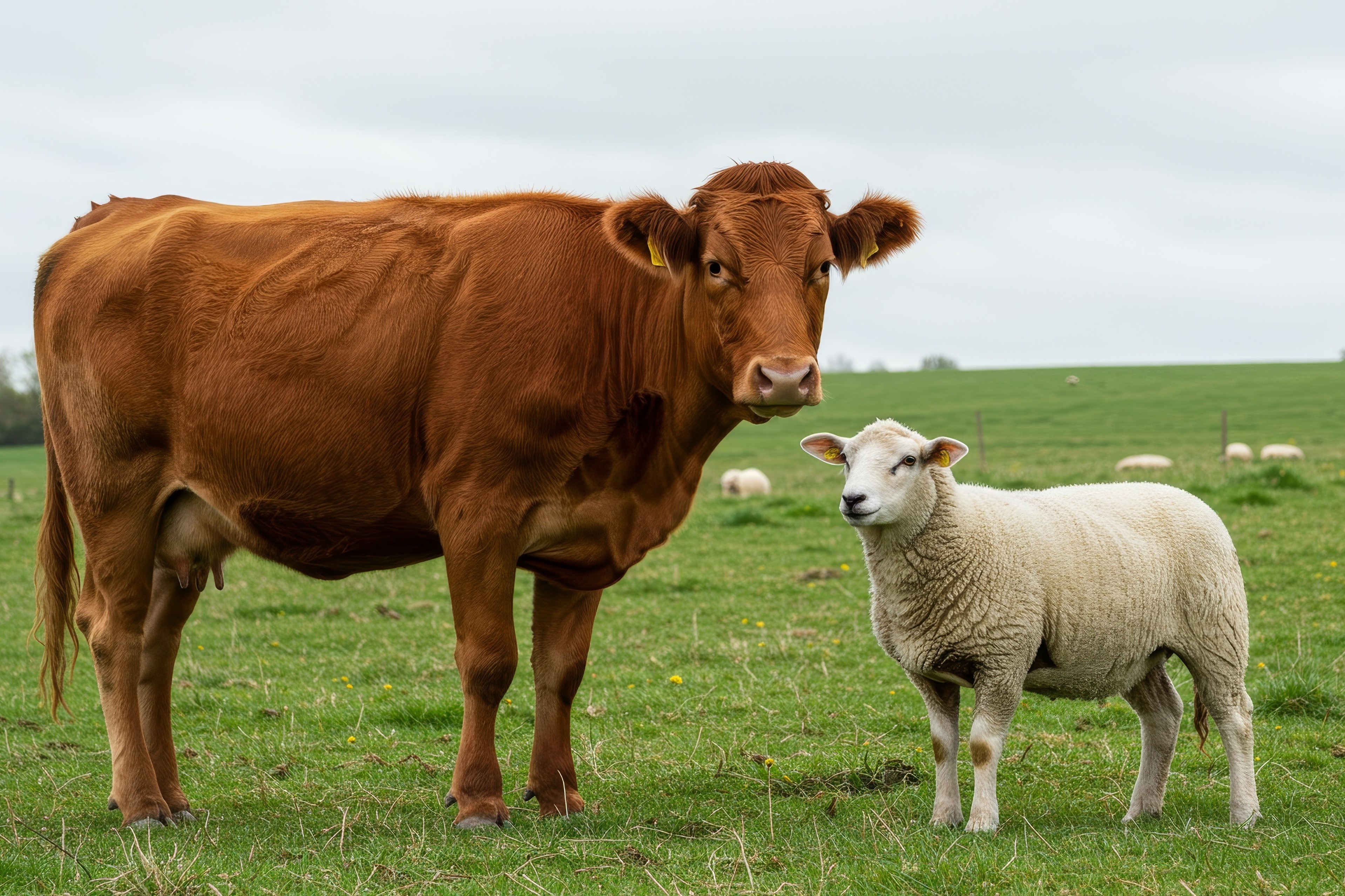 cow and sheep in field