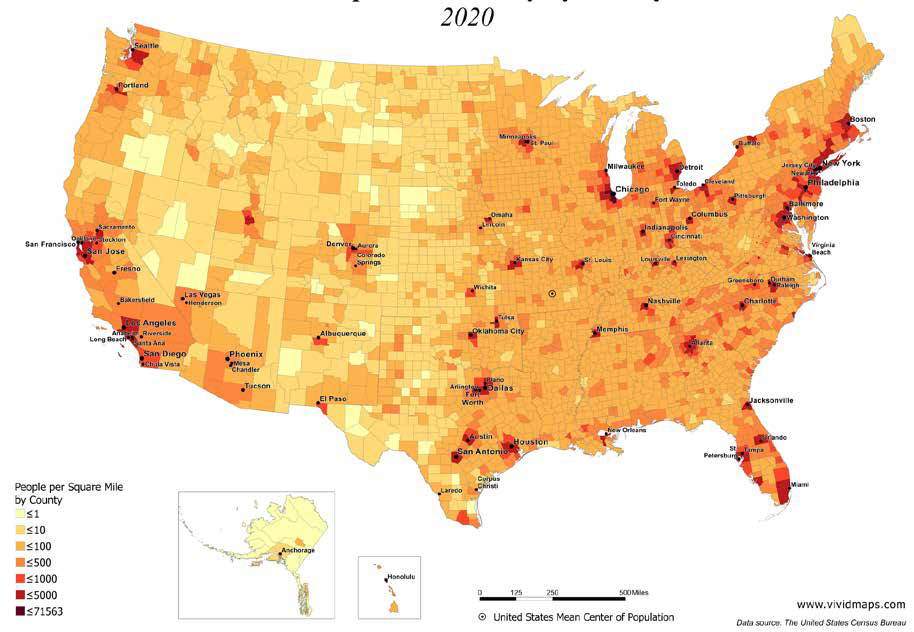 US Population Density by County