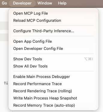 Developer > Configure Third-Party Inference...
